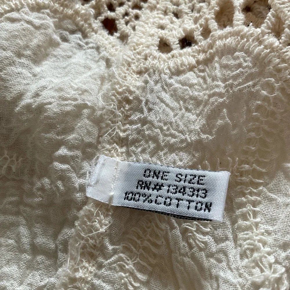Crochet Open Weave Detail Longline Kimono, One Size Fits Most - Picture 11 of 11